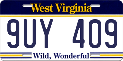 WV license plate 9UY409