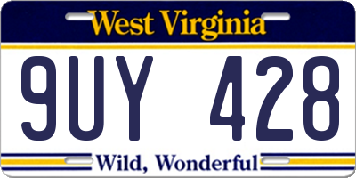 WV license plate 9UY428