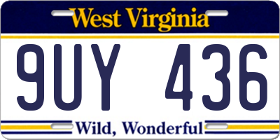 WV license plate 9UY436
