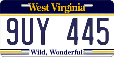 WV license plate 9UY445