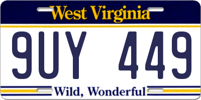 WV license plate 9UY449
