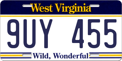 WV license plate 9UY455
