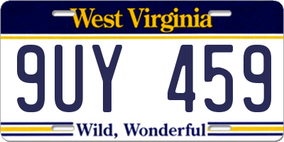 WV license plate 9UY459