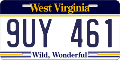 WV license plate 9UY461