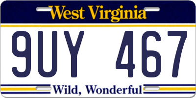 WV license plate 9UY467