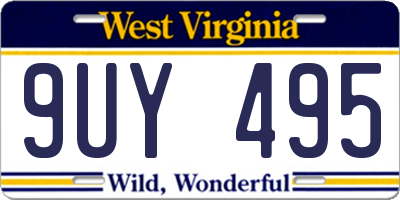 WV license plate 9UY495