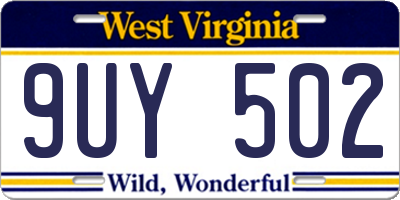 WV license plate 9UY502