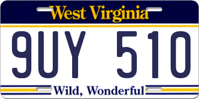 WV license plate 9UY510