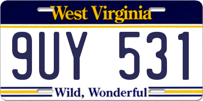 WV license plate 9UY531