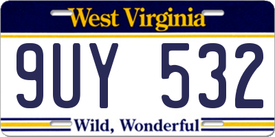 WV license plate 9UY532