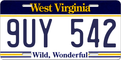 WV license plate 9UY542