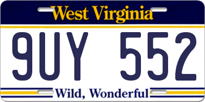 WV license plate 9UY552