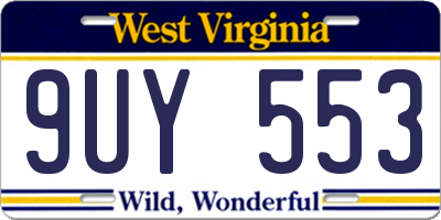 WV license plate 9UY553