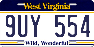 WV license plate 9UY554