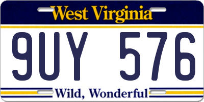 WV license plate 9UY576