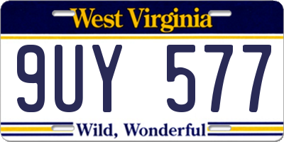 WV license plate 9UY577