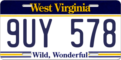 WV license plate 9UY578