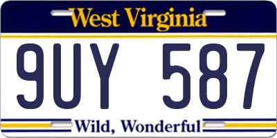 WV license plate 9UY587