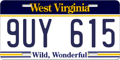 WV license plate 9UY615