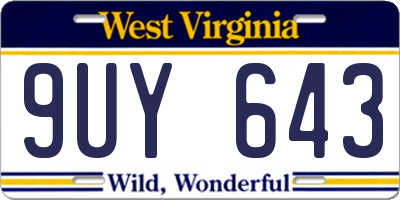 WV license plate 9UY643