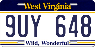 WV license plate 9UY648