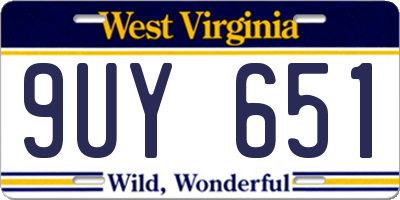 WV license plate 9UY651