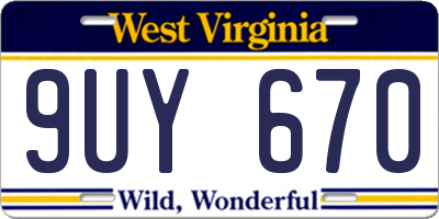 WV license plate 9UY670