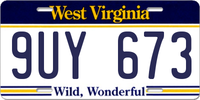WV license plate 9UY673
