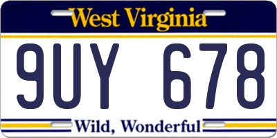 WV license plate 9UY678