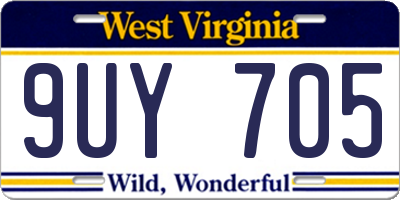WV license plate 9UY705