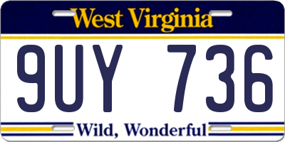 WV license plate 9UY736