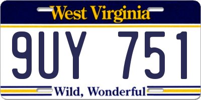 WV license plate 9UY751