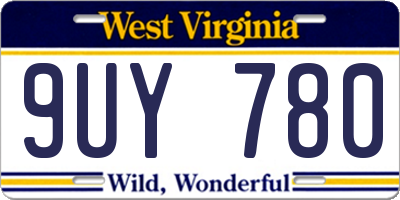 WV license plate 9UY780
