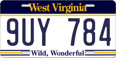 WV license plate 9UY784
