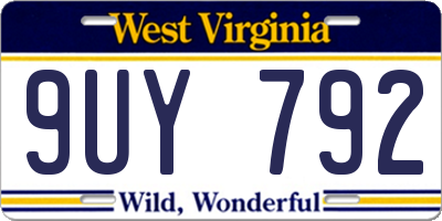 WV license plate 9UY792