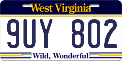 WV license plate 9UY802