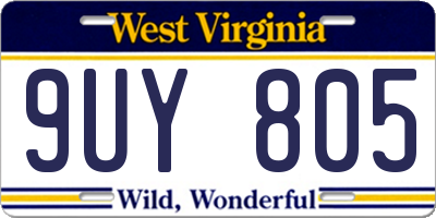 WV license plate 9UY805