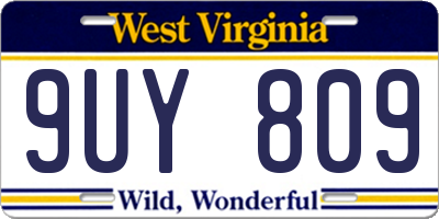 WV license plate 9UY809
