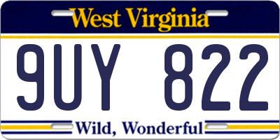WV license plate 9UY822