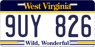 WV license plate 9UY826