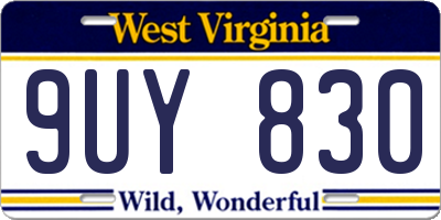 WV license plate 9UY830