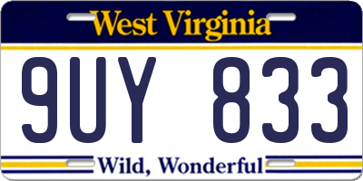 WV license plate 9UY833
