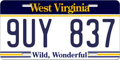 WV license plate 9UY837
