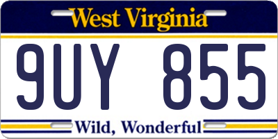 WV license plate 9UY855