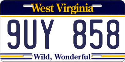 WV license plate 9UY858