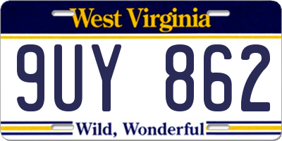 WV license plate 9UY862