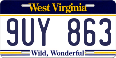 WV license plate 9UY863