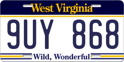 WV license plate 9UY868