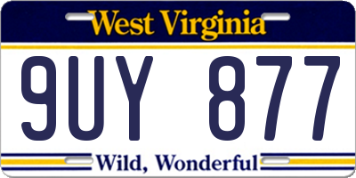 WV license plate 9UY877