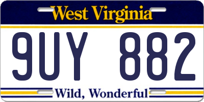 WV license plate 9UY882